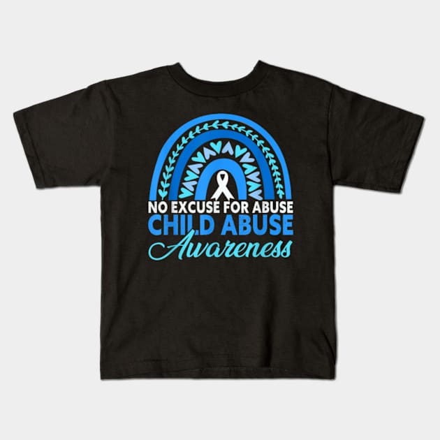 No Excuse For Abuse Child Abuse Prevention Awareness Month Kids T-Shirt by artcomdesigns